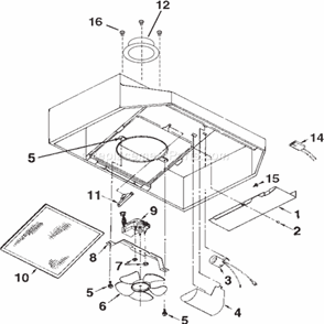 Page A Diagram and Parts List for 534201  Broan Range Hood
