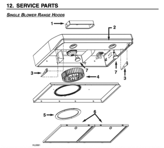 Part Location Diagram of 01988 Broan Blower Wheel