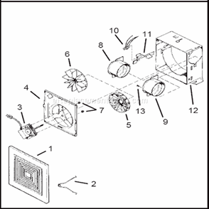 Part Location Diagram of S97008321 Broan Fan Motor
