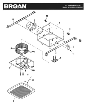 Part Location Diagram of 97019524 Broan Broan Damper Qtxe110h Fan