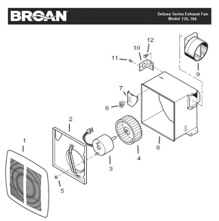 Part Location Diagram of S97018554 Broan Blower Assembly