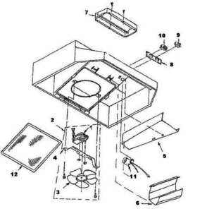 Part Location Diagram of 99091022 Broan Venmar Broan Nutone Range Hood Louver Cover, Black