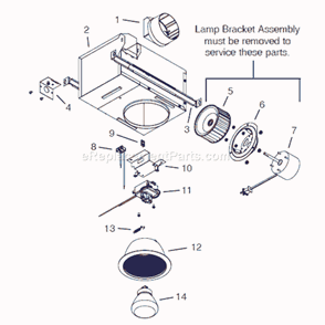 Page A Diagram and Parts List for 744FL  Broan Bath & Ventilation Fan