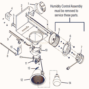 Page A Diagram and Parts List for 744SFL  Broan Bath & Ventilation Fan