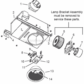 Part Location Diagram of S97016453 Broan Light Socket/Bracket Asm.