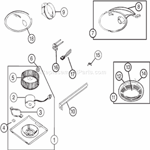 Part Location Diagram of SNT16133000 Nutone Nut Wing