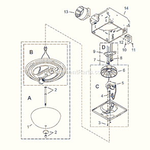 Part Location Diagram of S97015312 Broan Blower Motor