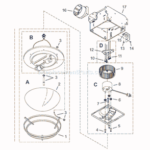 Part Location Diagram of S97016715 Nutone Grille Pan Assy
