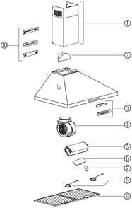 Part List Diagram and Parts List for BWP1364SS  Broan Range Hood