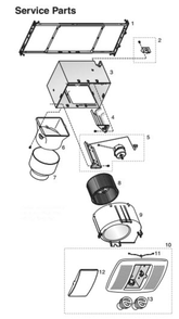 Part List Diagram and Parts List for ZN90LC  Broan Bath & Ventilation Fan