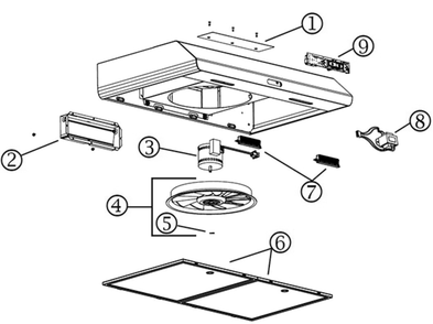 Part List Diagram and Parts List for BKDF130SS  Broan Range Hood