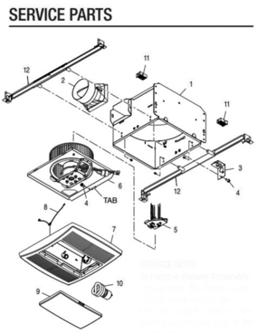 Part List Diagram and Parts List for QTREN090FLC  Broan Bath & Ventilation Fan