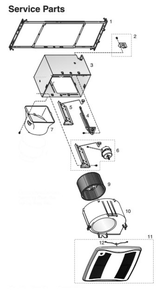 Part List Diagram and Parts List for ZN110HC  Broan Bath & Ventilation Fan