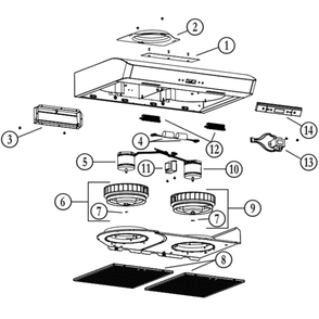 Part List Diagram and Parts List for AVDN130WH  Broan Range Hood