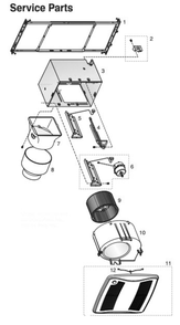Part List Diagram and Parts List for ZN90MC  Broan Bath & Ventilation Fan