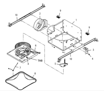 Part List Diagram and Parts List for QTXEN050C  Broan Bath & Ventilation Fan