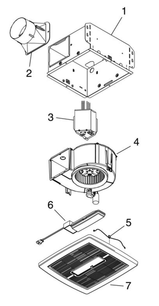 Part List Diagram and Parts List for AEN80BL  Broan Bath & Ventilation Fan