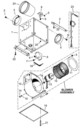 Part Location Diagram of 97016792 Broan Blower assembly