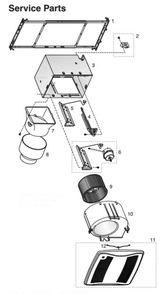 Part Location Diagram of S97018760 Broan Control Assembly and Motor