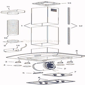 Page A Diagram and Parts List for B59000  Broan Range Hood