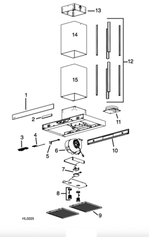 Part List Diagram and Parts List for IS70036WH  Broan Range Hood