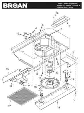 Part Location Diagram of R401647 Broan Air Chute Assembly