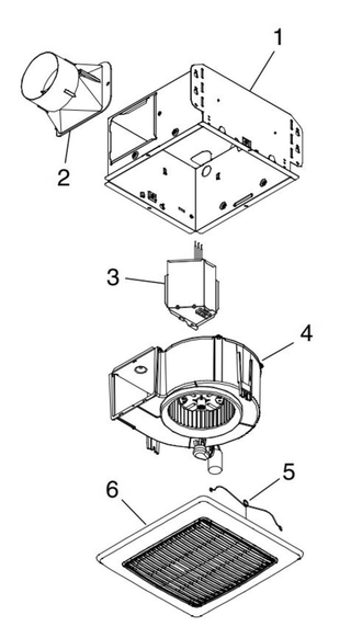 Part List Diagram and Parts List for AER80  Broan Bath & Ventilation Fan