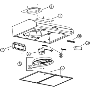 Part List Diagram and Parts List for AHSL130WW  Broan Range Hood