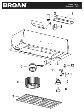 Part Location Diagram of 05921 Broan Venmar Broan Nutone Range Hood 50w Gu Halogen Lamp,120v