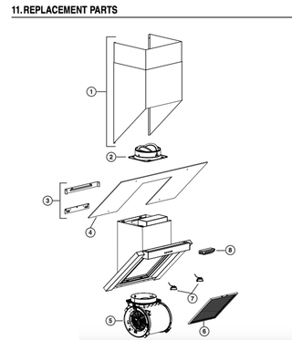 Part List Diagram and Parts List for VJ70330SS  Broan Range Hood