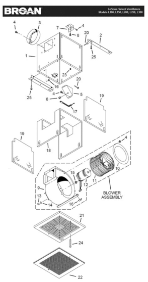 Part Location Diagram of 97014760 Broan Damper Assembly 6" Round