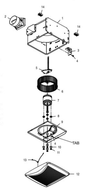 Part Location Diagram of S97020048 Broan Fan Motor