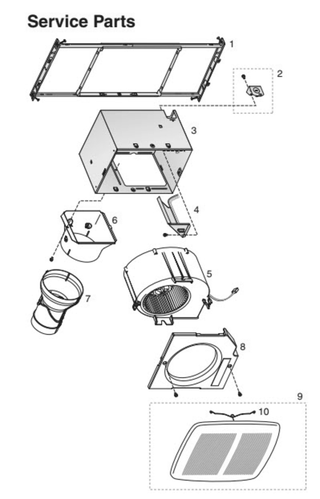 Part List Diagram and Parts List for RN80C  Broan Bath & Ventilation Fan