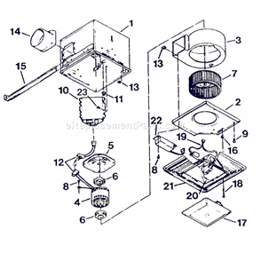 Part Location Diagram of S99150542 Broan Obe13197 Srv Screw 6-20 2.875l