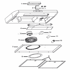 Part Location Diagram of SV01988 Broan Obe102801 Srv Blower Wheel
