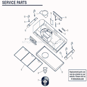 Page A Diagram and Parts List for QP142  Broan Range Hood