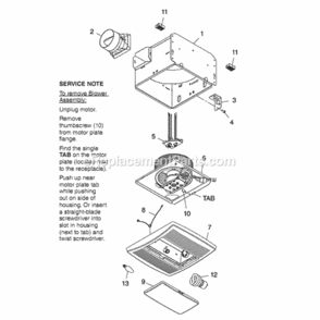 Page A Diagram and Parts List for QT110LE  Broan Bath & Ventilation Fan