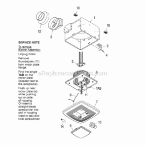 Page A Diagram and Parts List for QT130LE  Broan Bath & Ventilation Fan