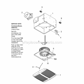 Page A Diagram and Parts List for QT80E  Broan Bath & Ventilation Fan