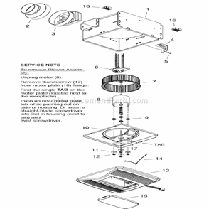 Part Location Diagram of S99080595 Broan Motor