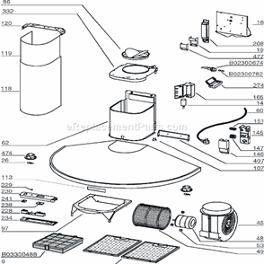 Part Location Diagram of SB02310187 Broan Obe1220 Srv Motor