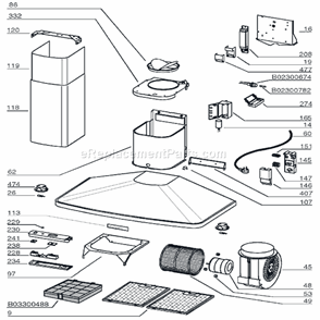 Part Location Diagram of SBE3343464 Broan Obe1220 Srv Flue Upper F/rm520