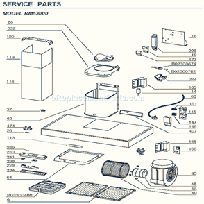 Page A Diagram and Parts List for RM53000  Broan Range Hood