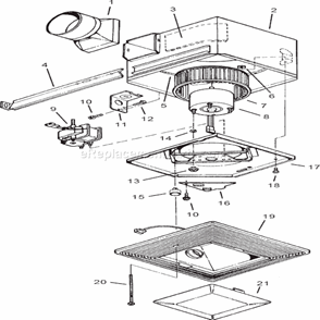 Page A Diagram and Parts List for S110LU  Broan Bath & Ventilation Fan