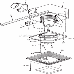 Page A Diagram and Parts List for S150L  Broan Bath & Ventilation Fan