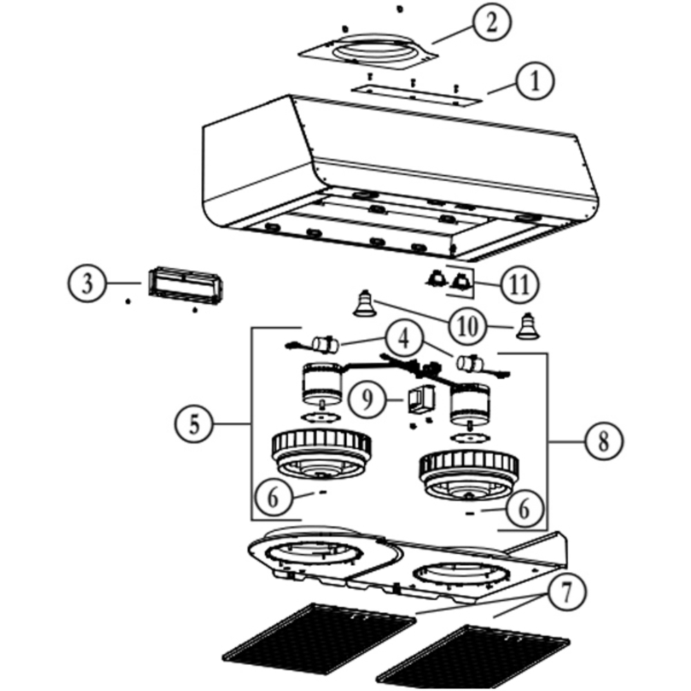 Part List Diagram and Parts List for BPDC130SS  Broan Range Hood