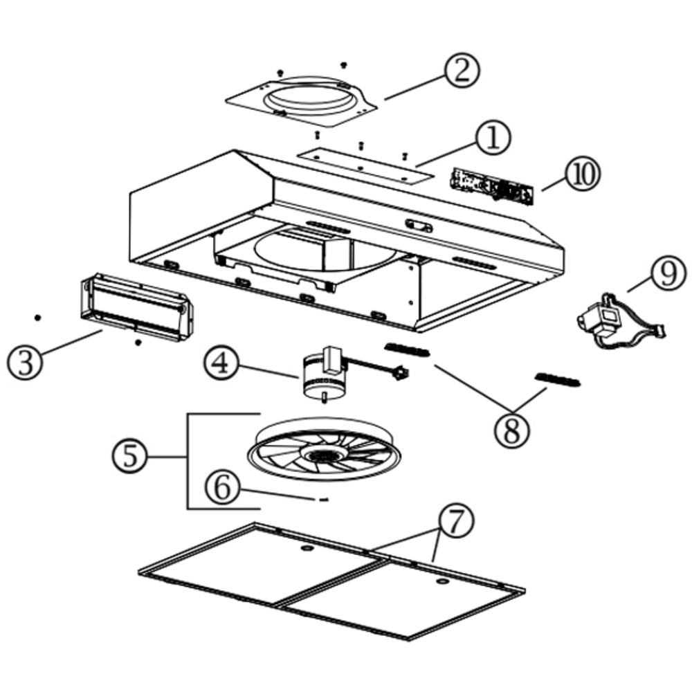 Part List Diagram and Parts List for BCDA130BLS  Broan Range Hood