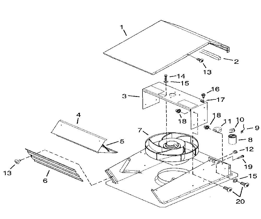 Main asy Diagram and Parts List for EB15  Broan Bath & Ventilation Fan