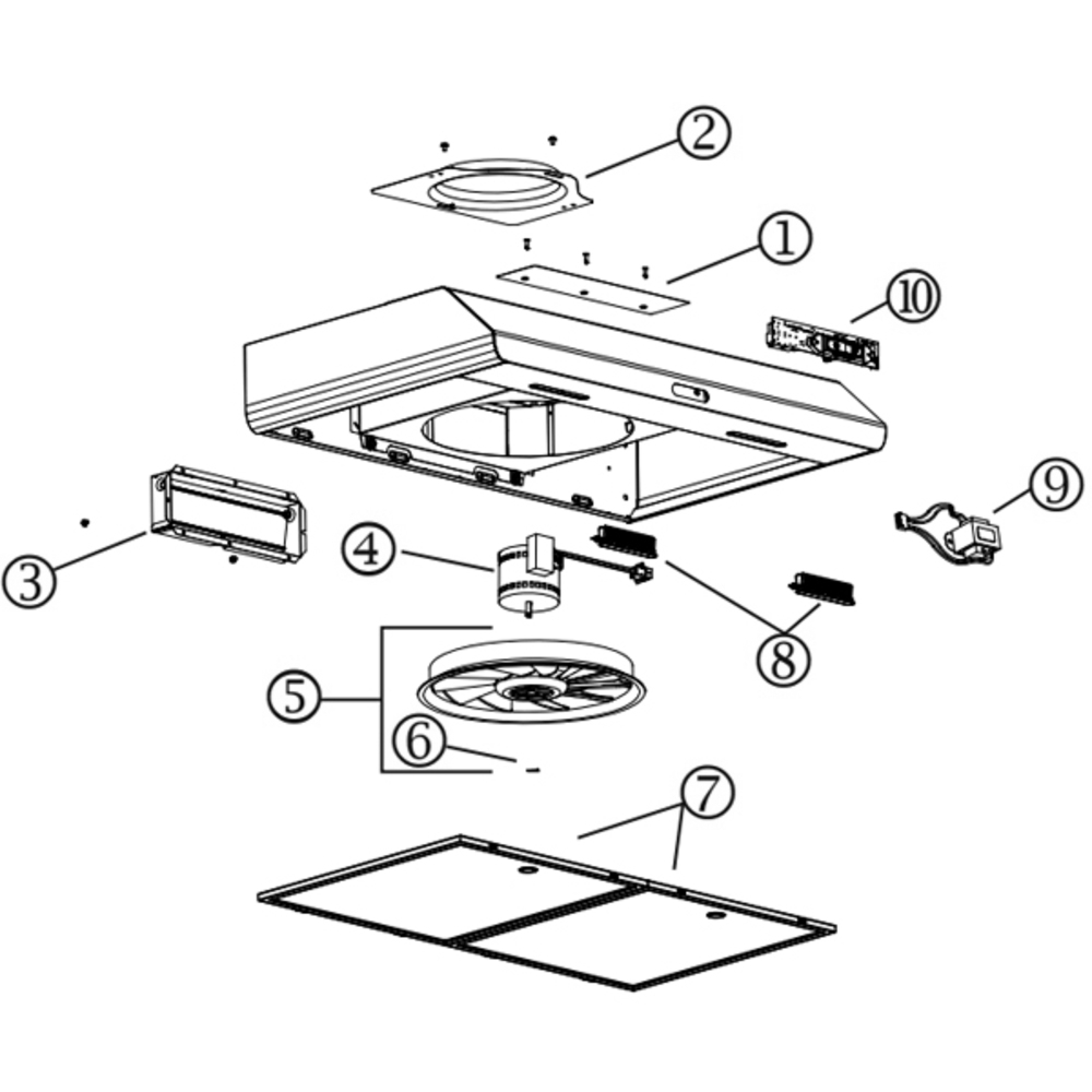 Part List Diagram and Parts List for NKDF130WW  Broan Range Hood