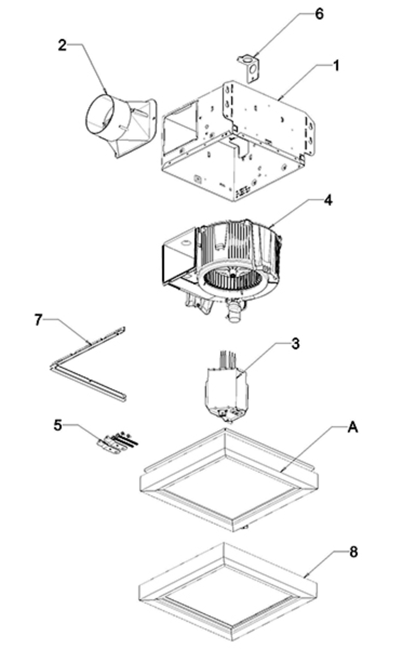 Part List Diagram and Parts List for AER110LTKC  Broan Bath & Ventilation Fan